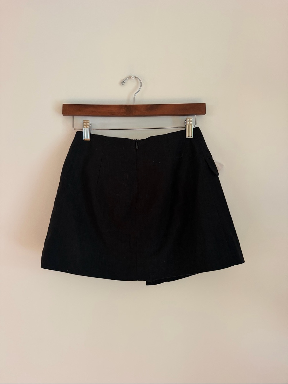 Anthropologie Aureta Linen Lilly Flower Appliqués Corsage Black Mini Skirt XS - Picture 6 of 7